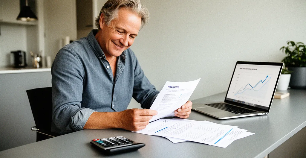 Nederlandse automobilist berekent mogelijke besparingen op autoverzekering met laptop en papieren