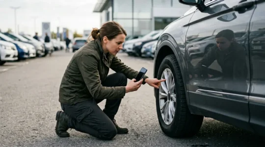 Professionele inspectie van huurauto met nadruk op schadepreventie