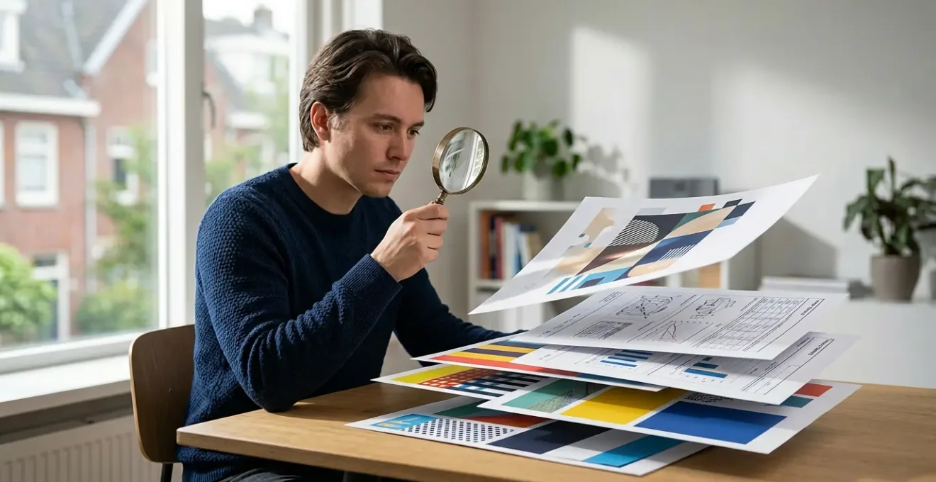 Kritische consument analyseert autotest documenten met een vergrootglas