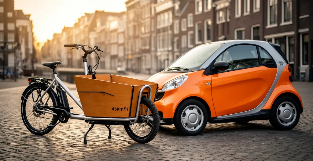 Verschillende vervoersopties naast elkaar in een Nederlands straatbeeld