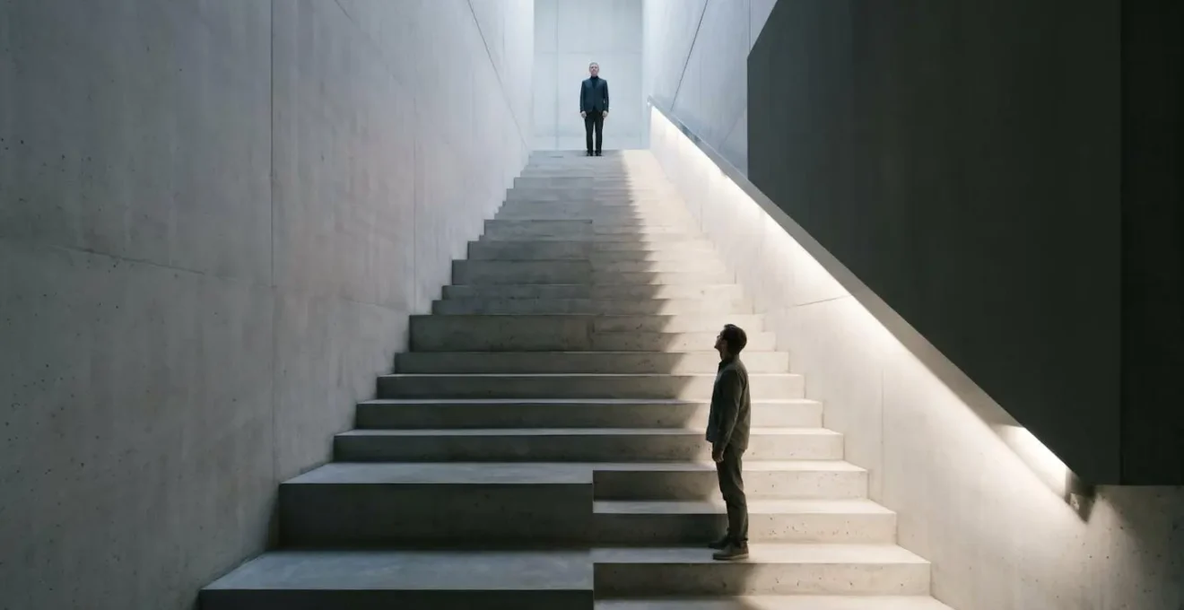Abstracte visualisatie van een bonus-malus ladder met focus op de terugval na schade