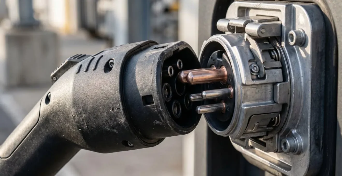 Moderne elektrische laadinfrastructuur op Nederlands bedrijfsterrein met meerdere laadpunten